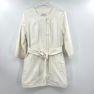 Vince Belted White 3/4 Sleeve Trench Coat Women's Small